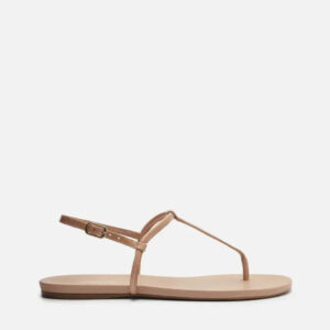 Sandália Rasteira Bege Tiras Slim Básica