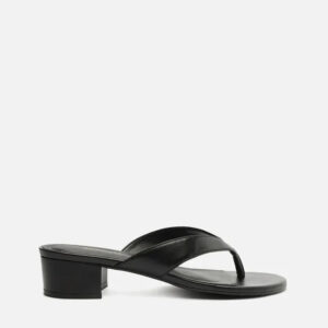 Sandália Preta Salto Bloco Cortiça Tiras