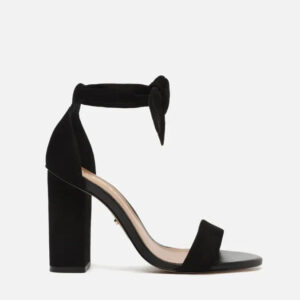 Sandália Lace-Up Nobuck Salto Bloco Alto Preta