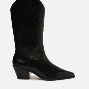 Bota Preta Couro Cano Médio Western