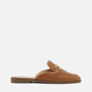 Mule Marrom Couro Bridão Metálico Básica