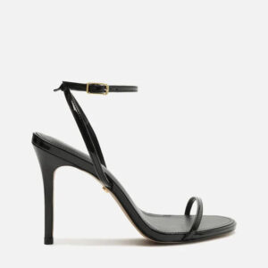 Sandália Preta Verniz Salto Alto Fino Minimal