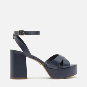 Sandália Azul Salto Meia Pata Bloco