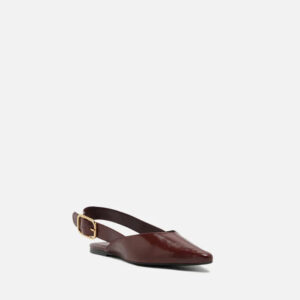 Sapatilha Vermelha Couro Slingback Fivela