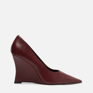 Scarpin Vermelho Couro Salto Alto Anabela