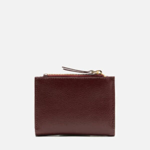 Carteira Vermelha Couro Pequena Zíper Metais