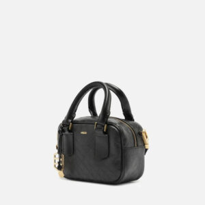 Bolsa Bowling Preta Couro Tressê Pequena