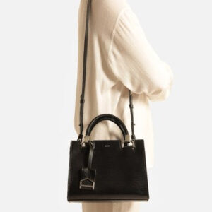 Bolsa Tote Preta Couro Abbraccio Média