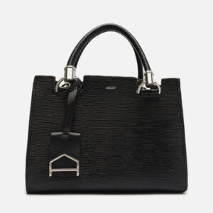 Bolsa Tote Preta Couro Abraccio Wave Média