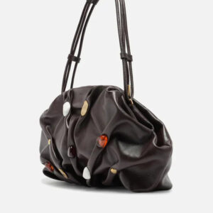 Bolsa Tiracolo Marrom Couro Média Aplicações