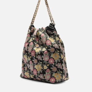Bolsa Hobo Preta Estampa Grande Alça Corrente