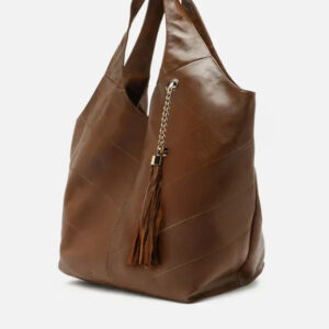Bolsa Hobo Marrom Couro Grande Barbicacho
