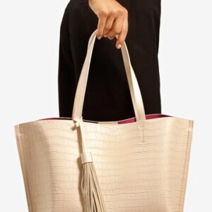 Bolsa Shopping Branca Croco Valentina Grande