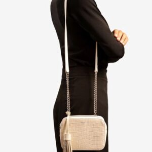Bolsa Tiracolo Branca Croco Valentina Pequena